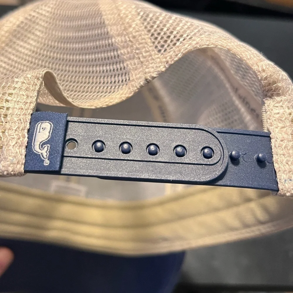 Vineyard Vines Martha's Vineyard Trucker Hat - Navy Blue & Tan Mesh